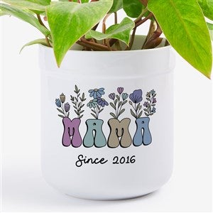 Retro Floral Mom Personalized Outdoor Flower Pot - 52799