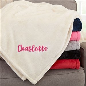 Cozy Name Embroidered Fleece Throw Blanket - Beige - 50x60 - 52811-SI