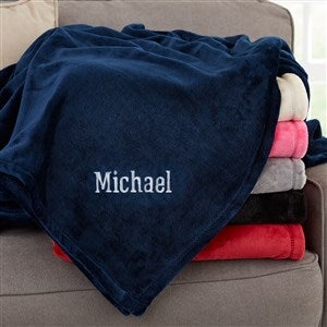 Cozy Name Embroidered Fleece Throw Blanket - Navy - 50x60 - 52811-SN