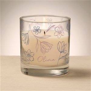 Traced Blooms Personalized 8oz Glass Candle - 52890