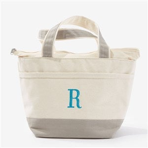 Embroidered Canvas Lunch Bag - Grey - 53027-G