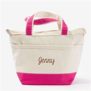 Embroidered Canvas Lunch Bag - Pink - 53027-P