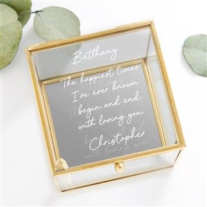 Romantic Write Your Message Personalized Glass Jewelry Box - Gold - 53066-G