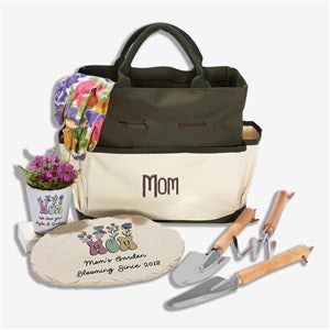 Retro Floral Personalized Gardening Bag Gift Set - 53138