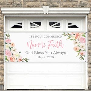 Floral First Communion Personalized Banner - 45x108 - 53254-L