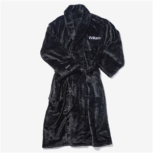 Dads Starting Lineup Embroidered Fleece Robe- Black - 53281-B