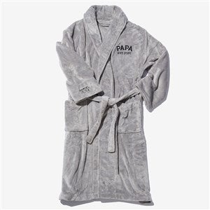 Dads Starting Lineup Embroidered Fleece Robe- Grey - 53281-G