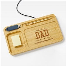Five Star Dad Engraved Bamboo Charging Valet Tray - 53296