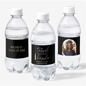 Tassel Was Worth The Hassle Personalized Graduation Water Bottle Labels - 53390