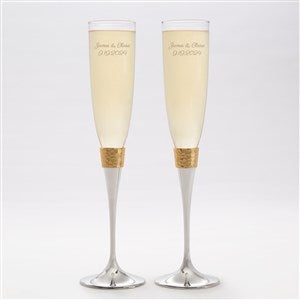 Etched Gold Hammered Champagne Flute Set by Jessie James Decker - 53471