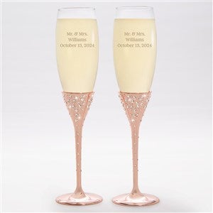 Etched Rose Gold Champagne Flute Set by Jessie James Decker - 53474