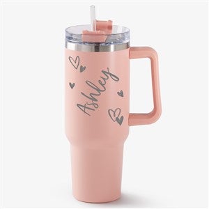 Doodle Hearts Personalized 40 oz Stainless Steel Tumbler - Peach - 53642-P