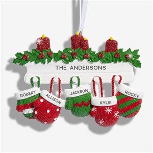 Cozy Mittens Family Personalized Ornament - 5 Name - 53784-5