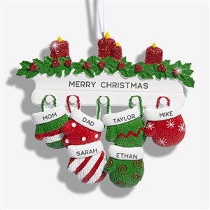 Cozy Mittens Family Personalized Ornament - 6 Name - 53784-6