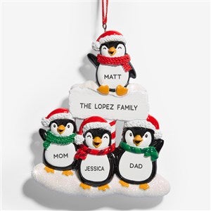 Penguin Family Personalized Ornament - 4 Name