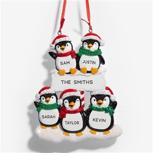 Penguin Family Personalized Ornament - 5 Name - 53856-5
