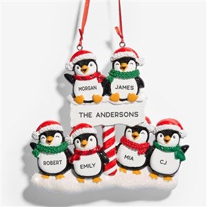 Penguin Family Personalized Ornament - 6 Name - 53856-6