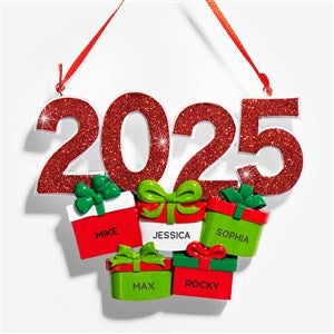 2025 Family Present Personalized Ornament - 5 Name - 53857-5