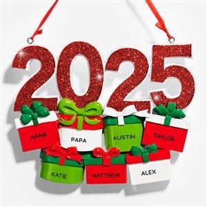 2025 Family Present Personalized Ornament - 7 Name - 53857-7