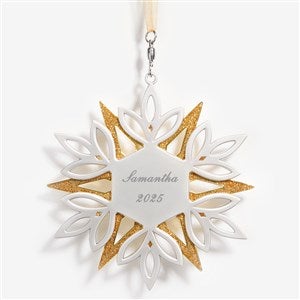 Golden Glimmer Snowflake Personalized Metal Ornament - 53860