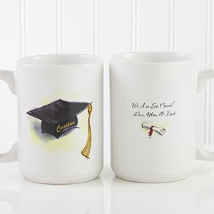 Personalized Large Graduation Coffee Mugs - Cap & Diploma - 5389-L