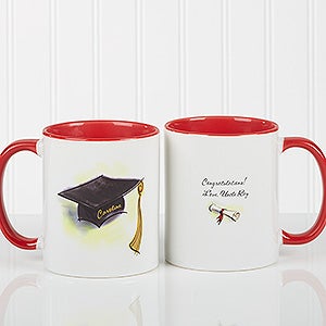 Red Personalized Cap & Diploma Graduation Coffee Mugs - 5389-R
