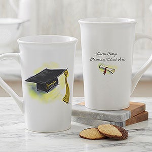 Cap & Diploma Personalized Latte Mug - 5389-U