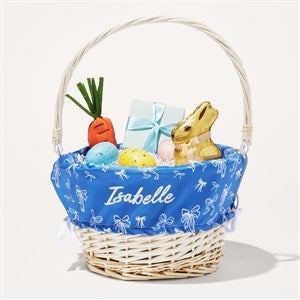 Darling Bow Personalized Natural Easter Basket with Folding Handle - 54010-N