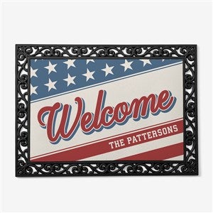 Red, White  Welcome Personalized Doormat - 18x27 - 54050-S