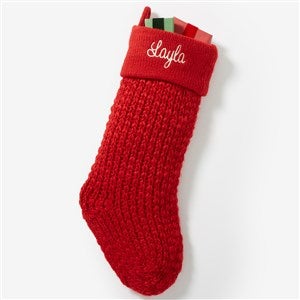 Knit Noel Embroidered Christmas Stocking - Red