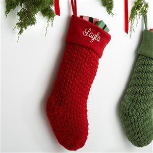 Knit Noel Embroidered Christmas Stocking - Red - 54169-R