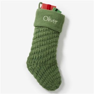 Knit Noel Embroidered Christmas Stocking - Green - 54169-G