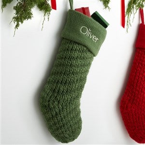 Knit Noel Embroidered Christmas Stocking - Green - 54169-G