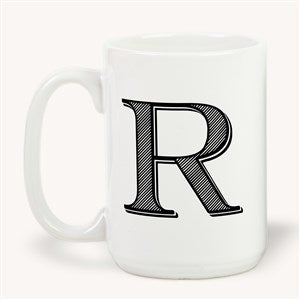 Noir Initial Personalized Coffee Mug 15 oz.- White - 54200-L
