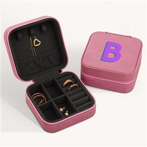 Shadow Initial Personalized Leatherette Jewelry Case -Pink - 54204
