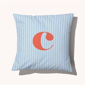 Striped Initial Personalized 14 Velvet Throw Pillow - 54217-SV