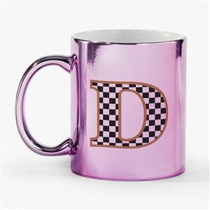 Checkered Initial Personalized 11 oz Metallic Mug-Purple - 54225-P
