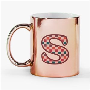 Checkered Initial Personalized 11 oz Metallic Mug-Rose - 54225-R