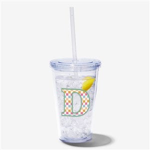 Checkered Initial Personalized 17 oz. Acrylic Insulated Tumbler - 54226
