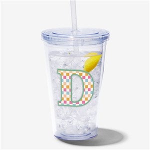 Checkered Initial Personalized 17 oz. Acrylic Insulated Tumbler - 54226