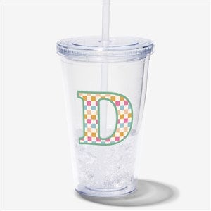 Checkered Initial Personalized 17 oz. Acrylic Insulated Tumbler - 54226