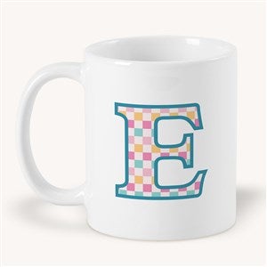 Checkered Initial Personalized Coffee Mug 11 oz.- White - 54228-S