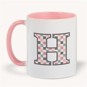 Checkered Initial Personalized Coffee Mug 11 oz.- Pink - 54228-P