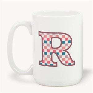Checkered Initial Personalized Coffee Mug 15 oz.- White - 54228-L