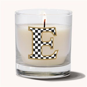 Checkered Initial Personalized 8oz Glass Candle - 54229