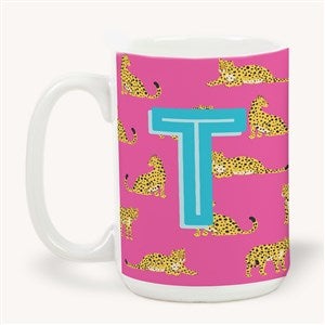 Animal Print Initial Personalized Coffee Mug 15 oz.- White - 54237-L