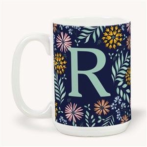 Color Block Initial Personalized Coffee Mug 15 oz.- White - 54245-L