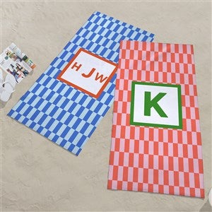 Bright Check Monogram Personalized 30x60 Beach Towel - 54254
