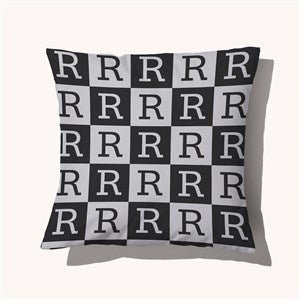 Initial Block Personalized 14 Velvet Throw Pillow - 54262-SV