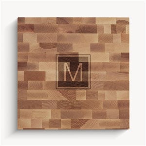 Initial Personalized 12x12 Butcher Block Cutting Board - 54319-12